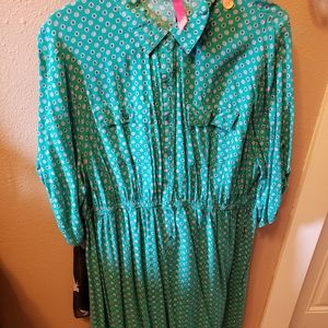 Cute 3/4 slv button up shirt dress.